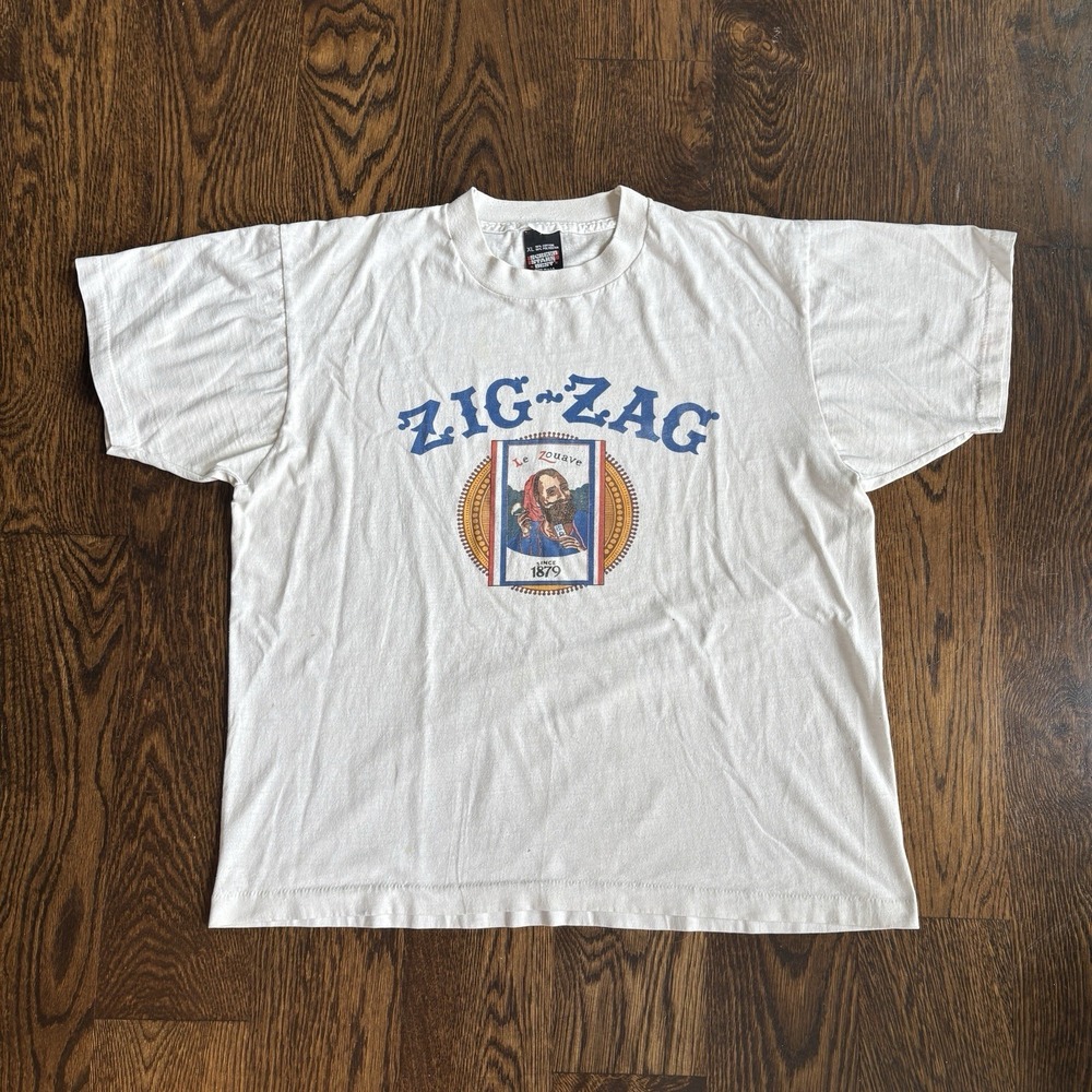 Vtg 80s Zig Zag Rolling Papers Shirt XL Screen Stars Le Zouave Single Stitch